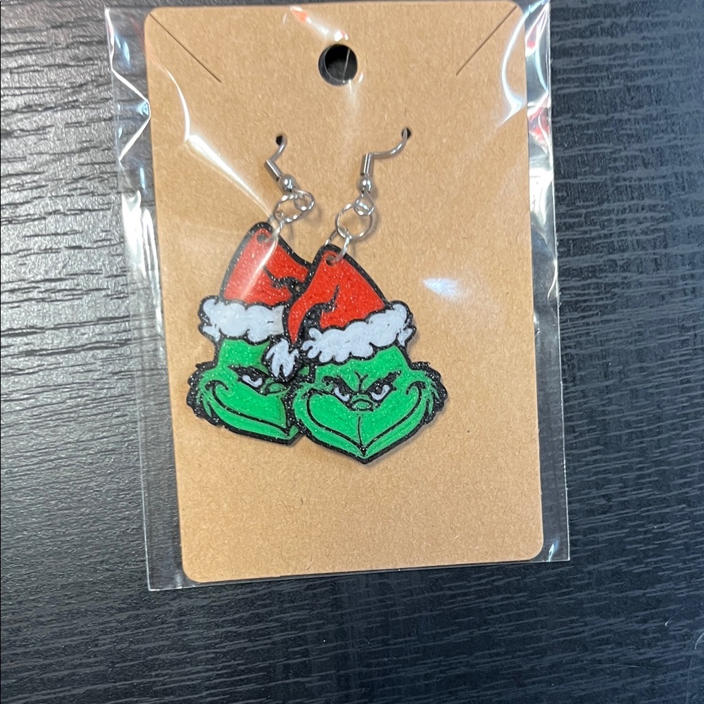 Festive Green and Red Grinch Earrings 925 Silver